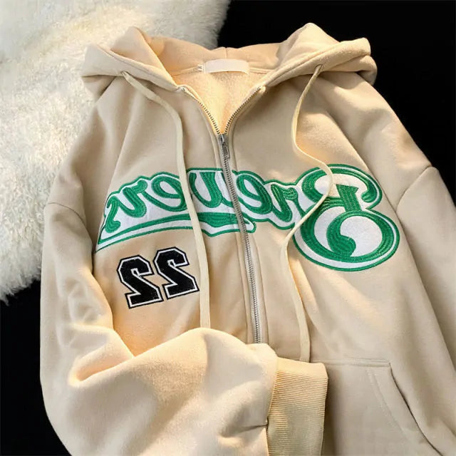 Letter Embroidery Hoodies.