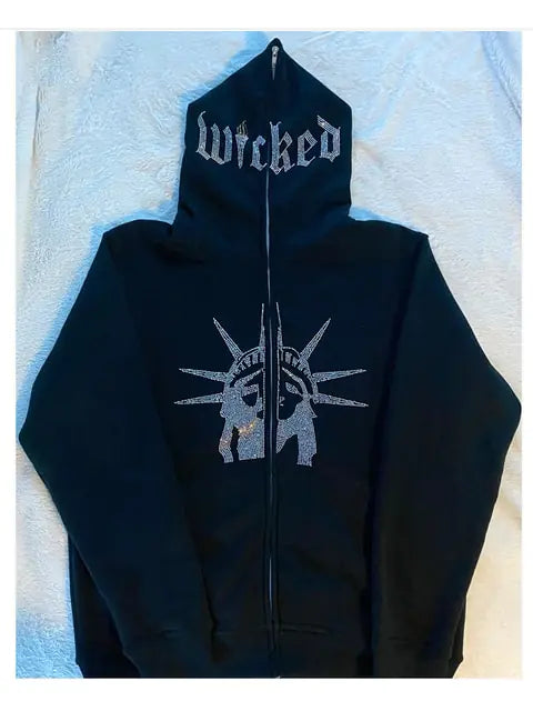Letter Graphics Zip-up Hoodies.