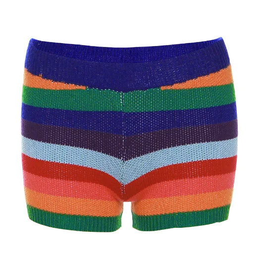 Knitted Contrast Color Crop Tank Top and Shorts Nestify