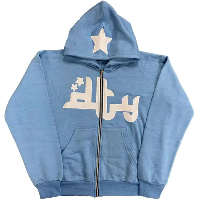 Star Letter Print Hoodies.