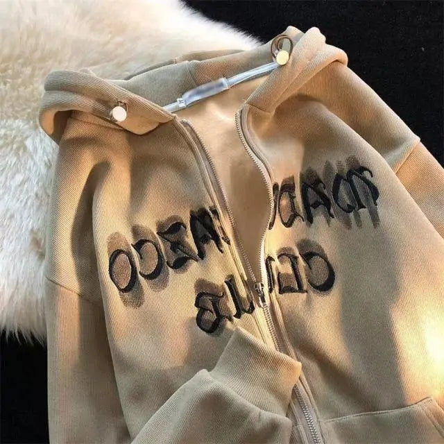 Letter Embroidery Hoodies.