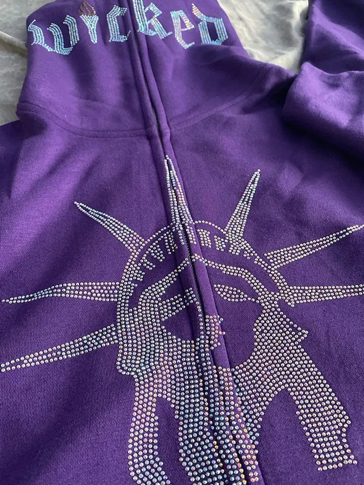 Letter Graphics Zip-up Hoodies.