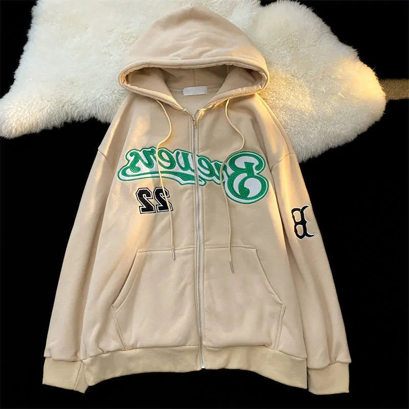 Letter Embroidery Hoodies.