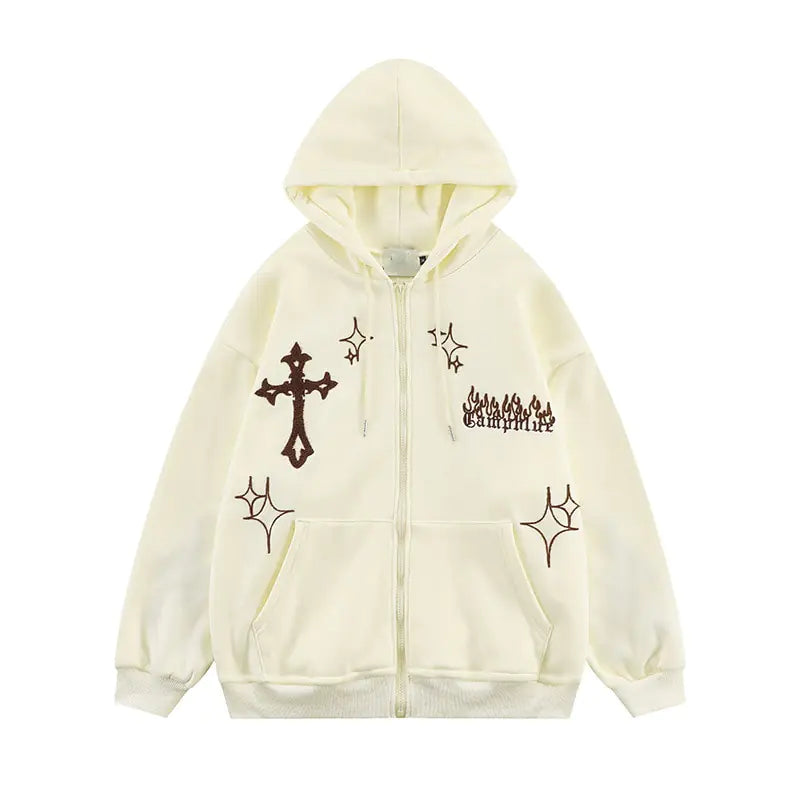 Goth Embroidery Retro Hoodies Nestify