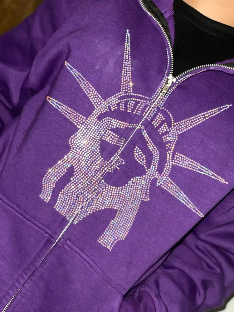 Letter Graphics Zip-up Hoodies.