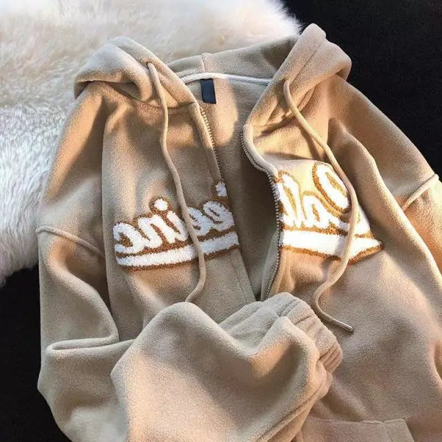 Letter Embroidery Hoodies.