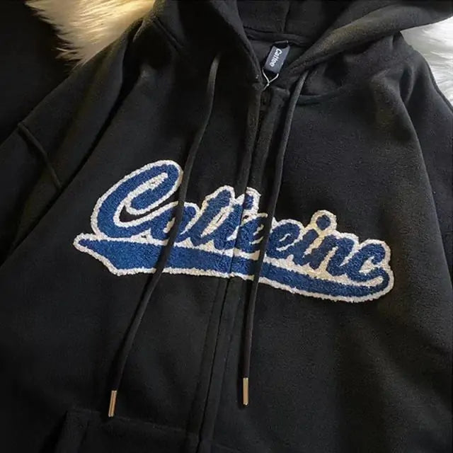 Letter Embroidery Hoodies.