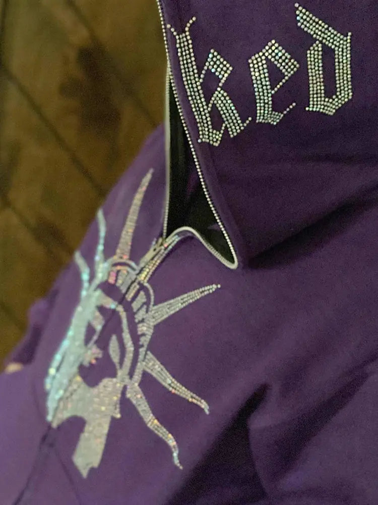 Letter Graphics Zip-up Hoodies.