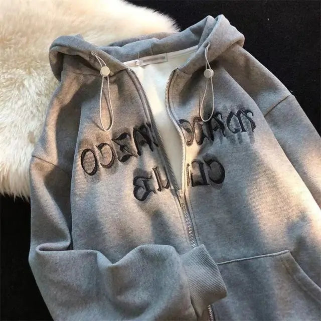 Letter Embroidery Hoodies.