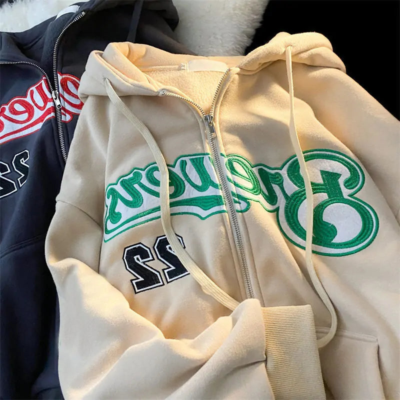 Letter Embroidery Hoodies.