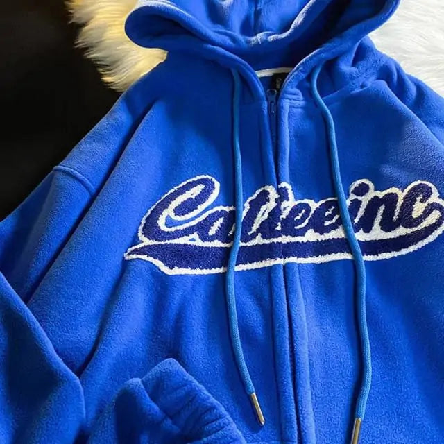 Letter Embroidery Hoodies.