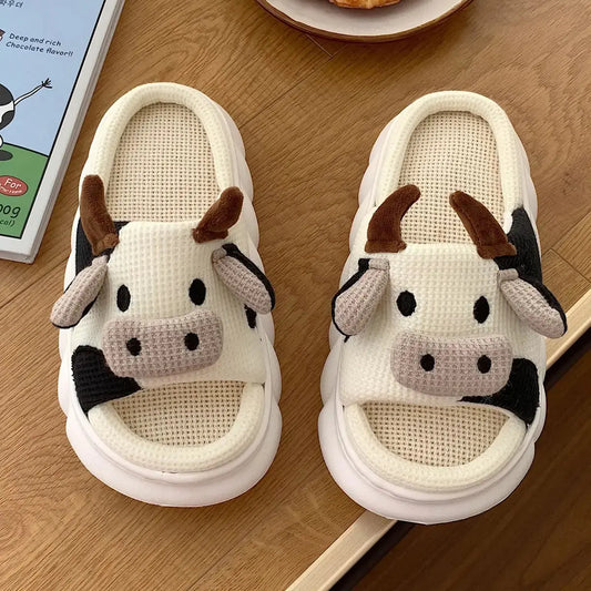 Cartoon Milk Cow Slippers Nestify