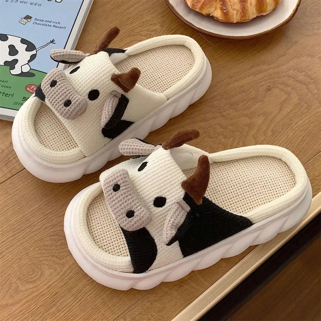 Cartoon Milk Cow Slippers Nestify