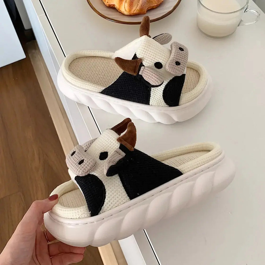Cartoon Milk Cow Slippers Nestify