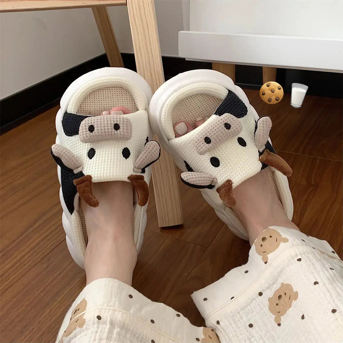 Cartoon Milk Cow Slippers Nestify