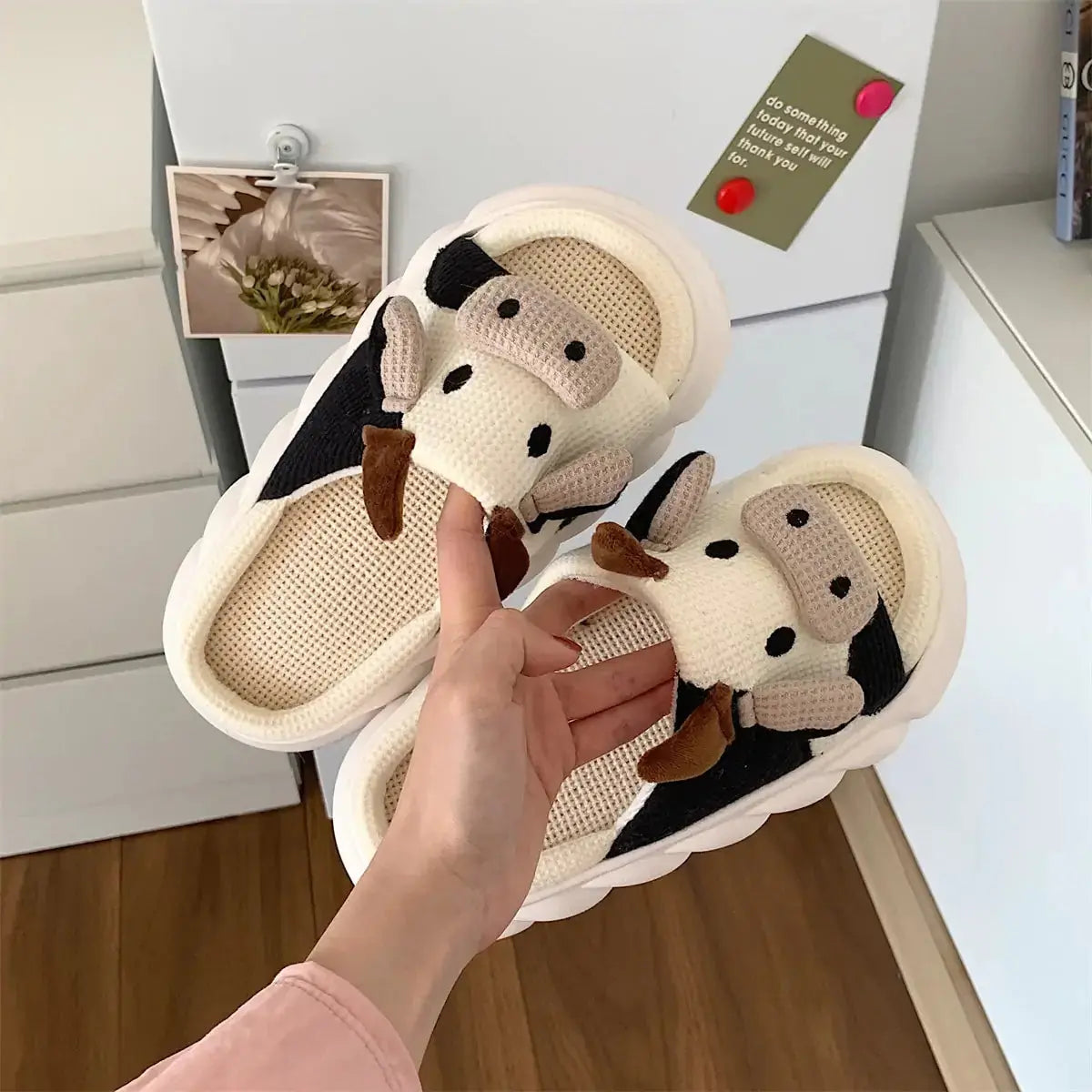 Cartoon Milk Cow Slippers Nestify