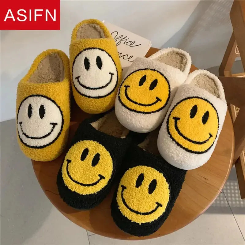 Cute Smile Pattern Fluffy Slippers Nestify