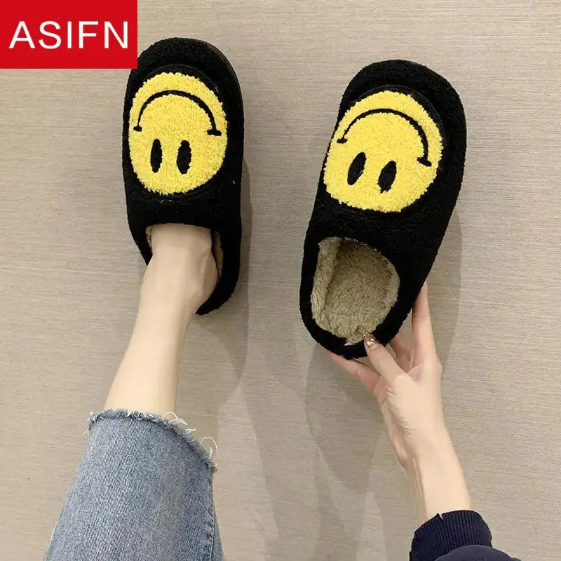 Cute Smile Pattern Fluffy Slippers Nestify