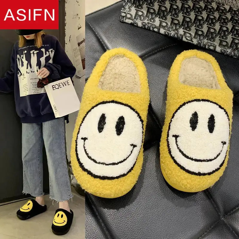 Cute Smile Pattern Fluffy Slippers Nestify