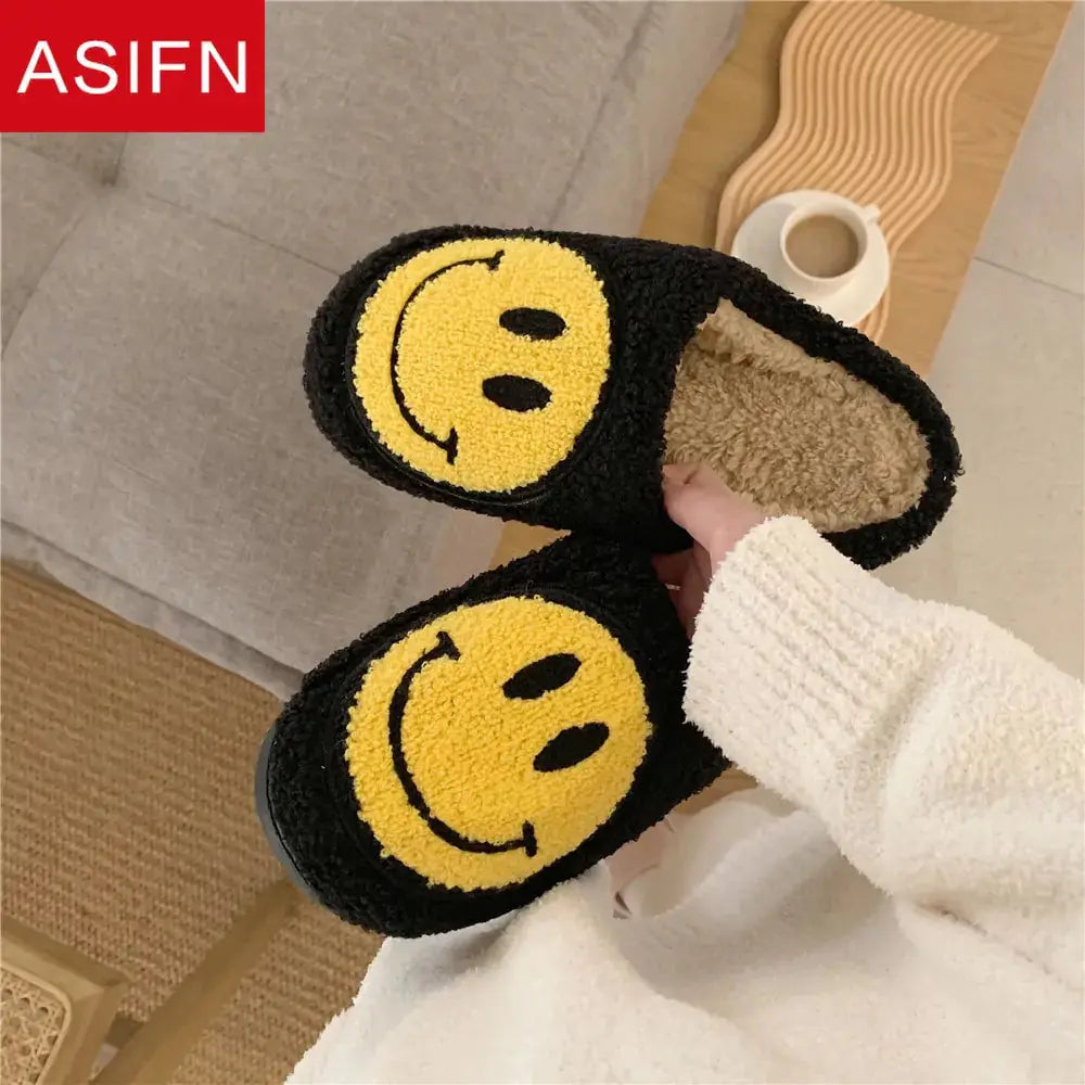 Cute Smile Pattern Fluffy Slippers Nestify