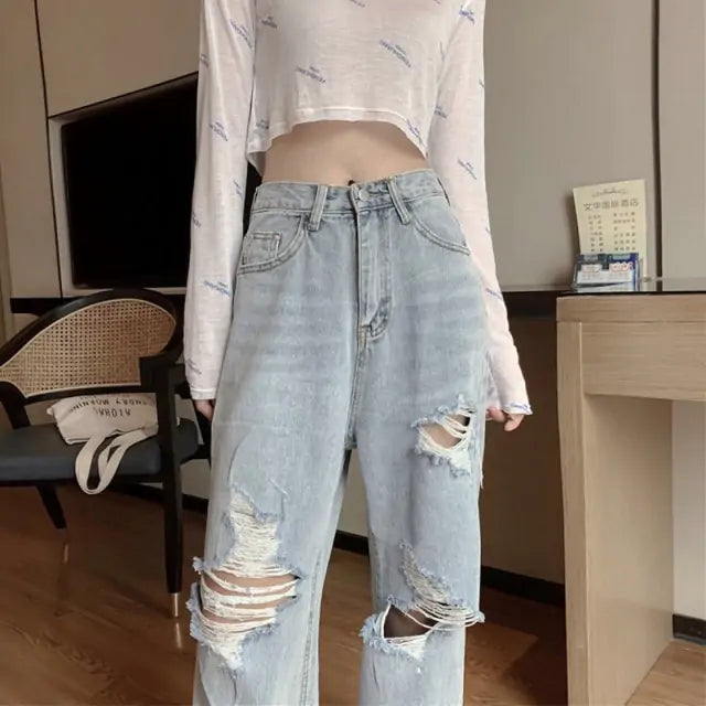 High Waist Ripped Jeans Nestify