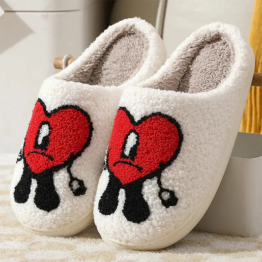 Love Heart Fluffy Slippers Nestify