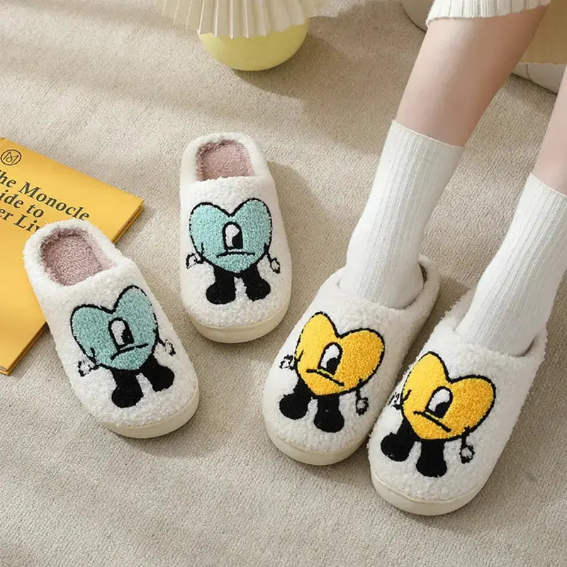 Love Heart Fluffy Slippers Nestify
