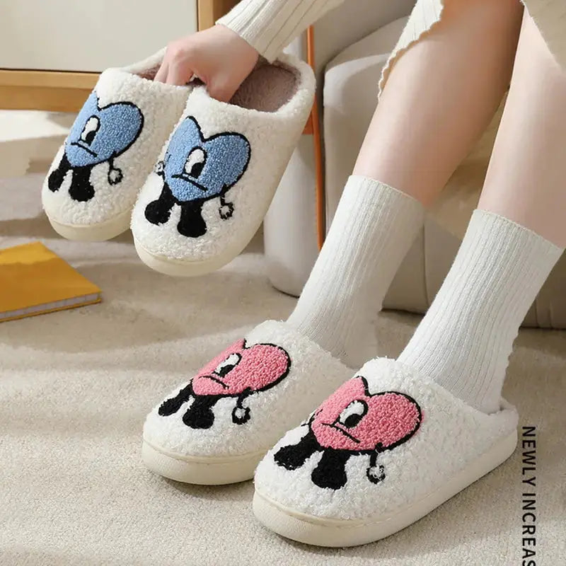Love Heart Fluffy Slippers Nestify