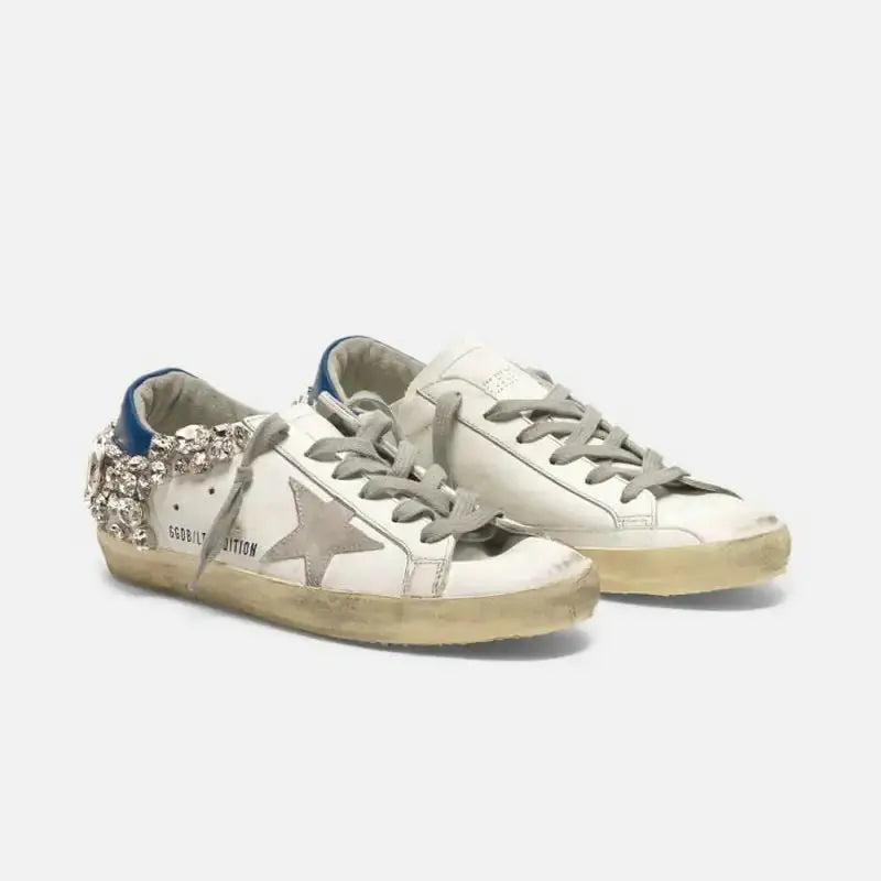 Star Old White Shoes with Diamonds Nestify