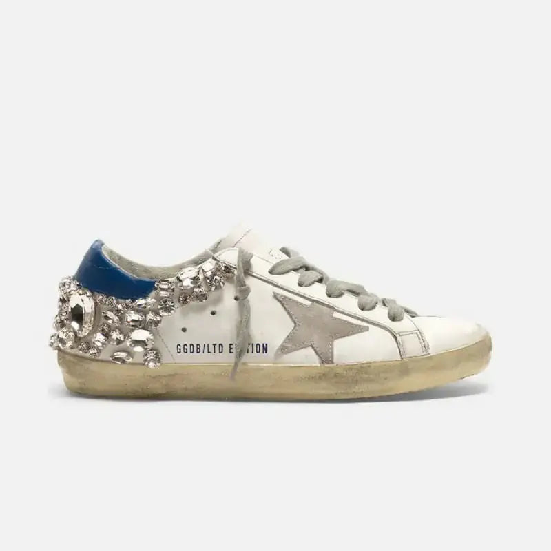 Star Old White Shoes with Diamonds Nestify