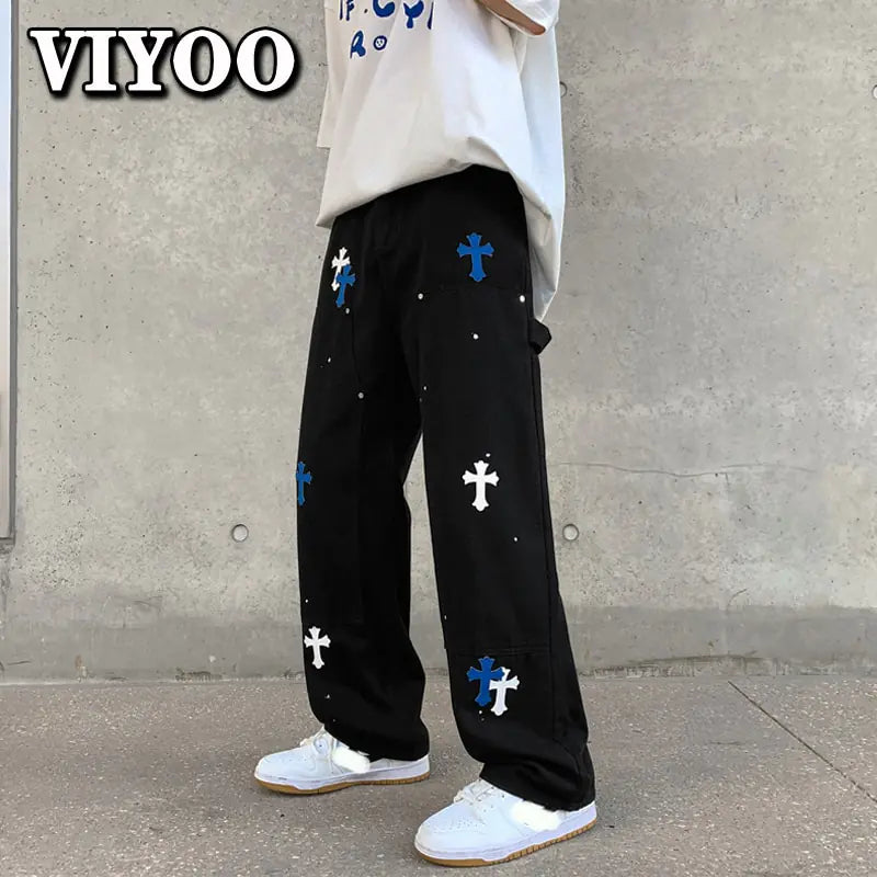 Baggy Printed Denim Pants Nestify