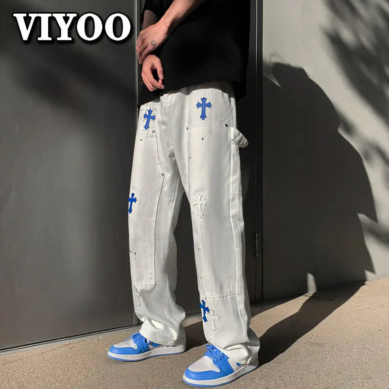 Baggy Printed Denim Pants Nestify