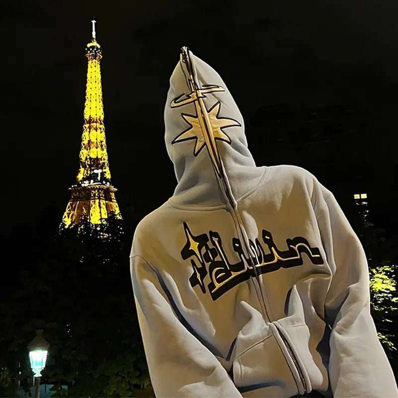 Full Zip Star Print Hoodies Nestify