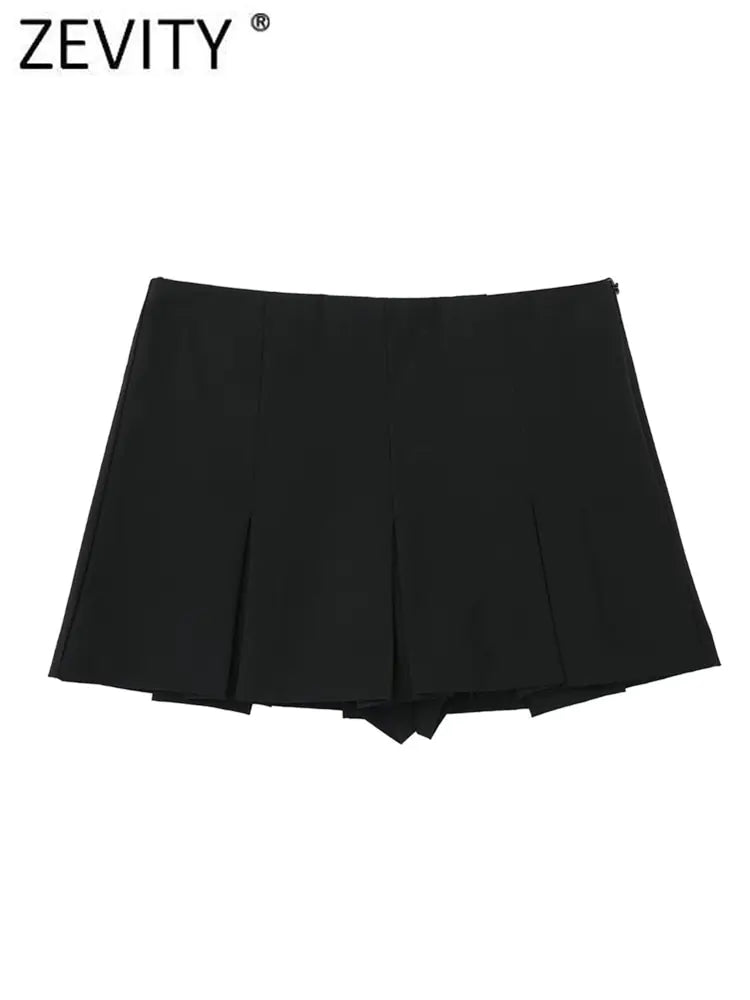 High Waist Wide Pleats Shorts Skirts Nestify