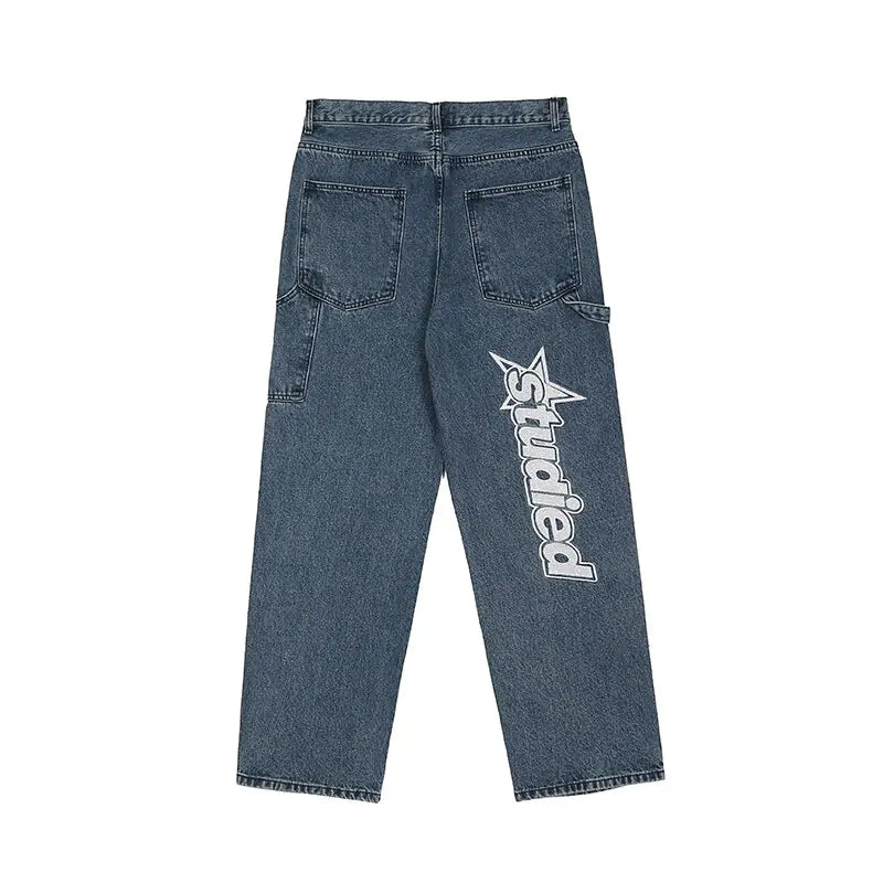 Retro Letter Embroidery Casual Jeans Nestify