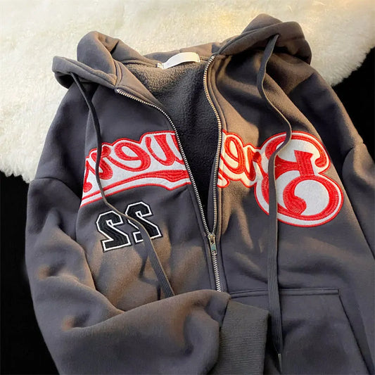 Letter Embroidery Hoodies.