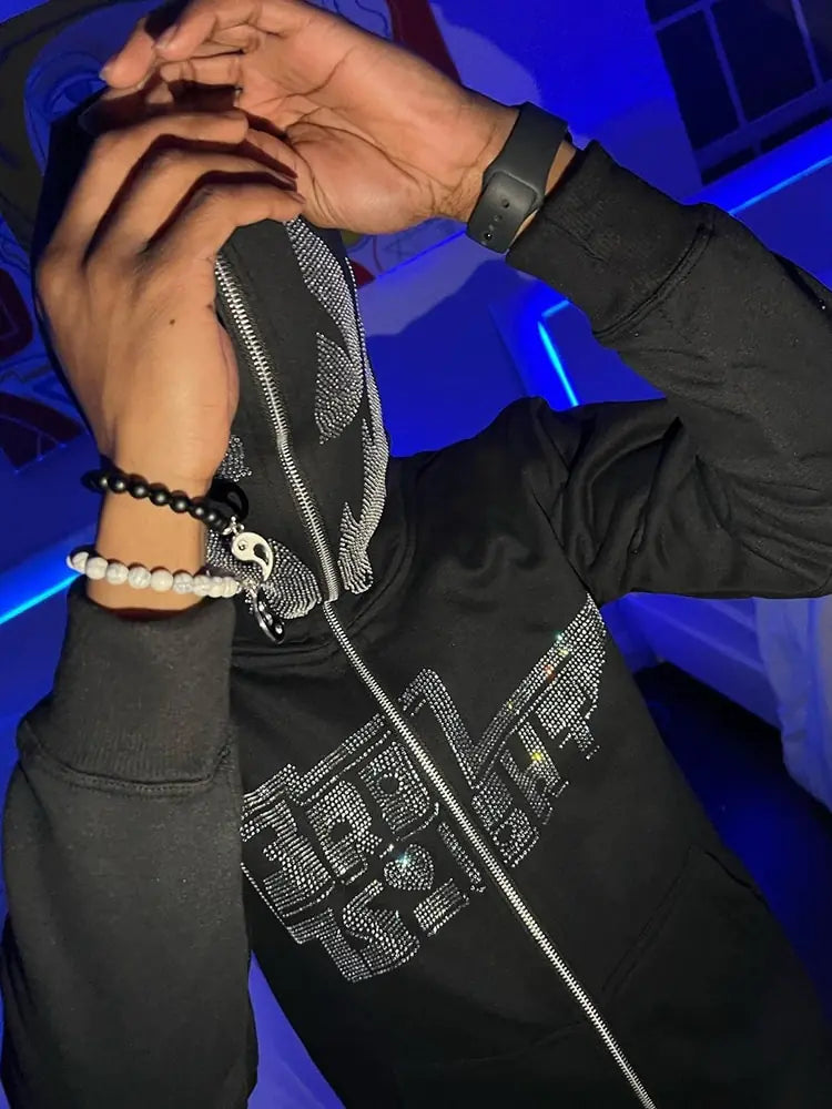 Rhinestone Skeleton Hoodies Nestify