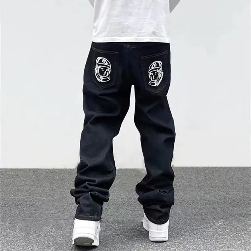 Dog Print Black Streetwear Jeans Nestify