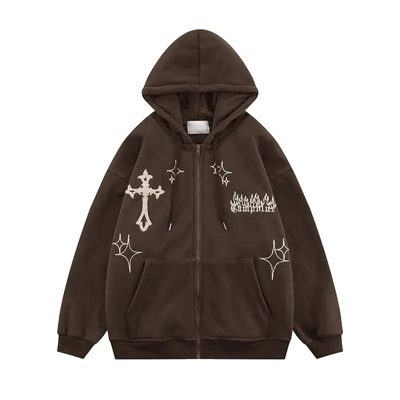 Goth Embroidery Retro Hoodies Nestify