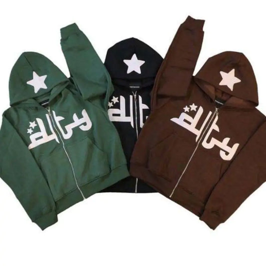 Star Letter Print Hoodies.