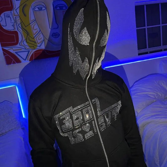 Rhinestone Skeleton Hoodies Nestify